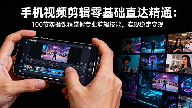 （16466期）手机视频剪辑零基础直达精通：100节实操课程掌握专业剪辑技能，实现稳…-云网创
