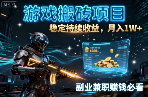 游戏搬砖项目,稳定持续收益,月入1W+,副业兼职賺钱必看【揭秘】-云网创