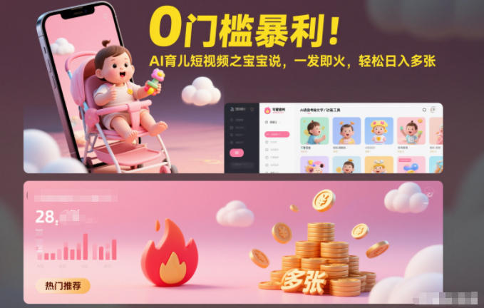 0门槛暴利！AI育儿短视频之宝宝说，一发即火，轻松日入多张-云网创