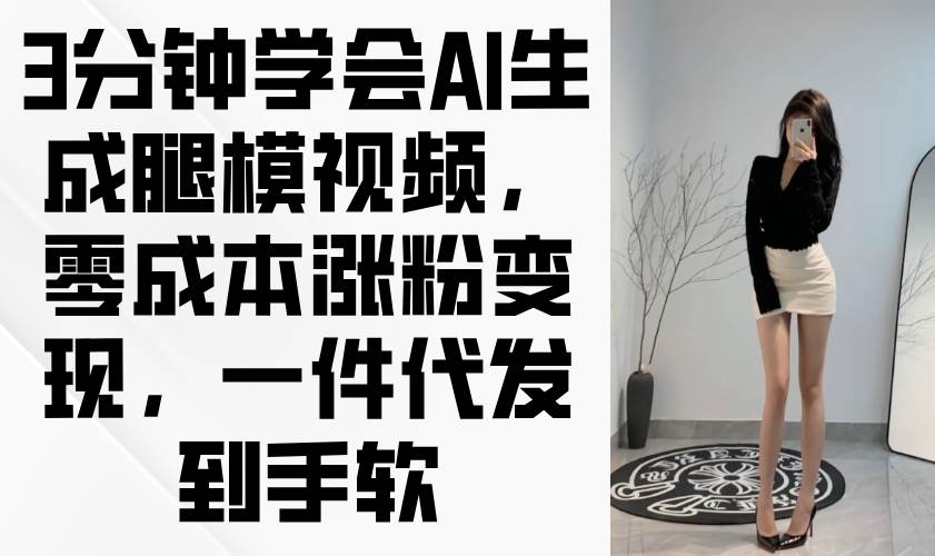 (14537期)3分钟学会AI生成腿模视频,零成本涨粉变现,一件代发到手软-云网创