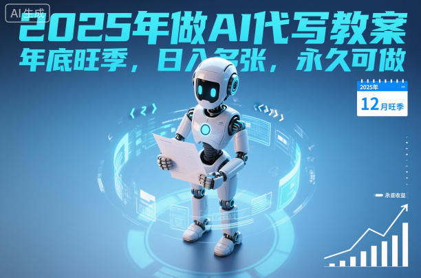 2025年做AI代写教案，年底旺季，日入多张，永久可做-云网创