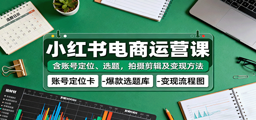 小红书电商运营课:含账号定位、选题,拍摄剪辑及变现方法-云网创
