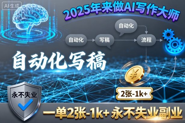 2025年来做AI写作大师,自动化写稿,一单2张-1k+,永不失业副业-云网创