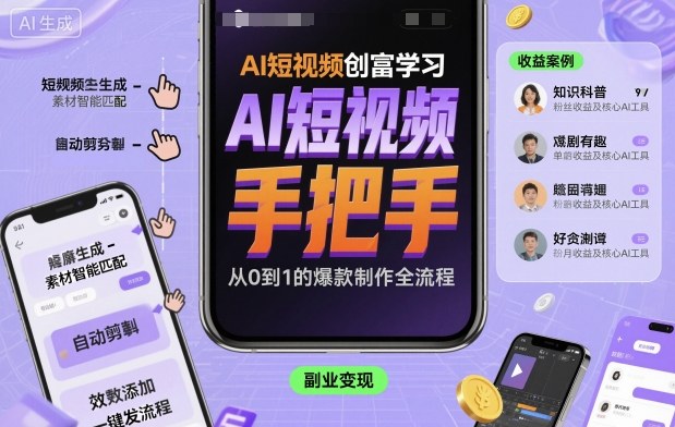 AI短视频创富学习,手把手教会你制作AI短视频-云网创