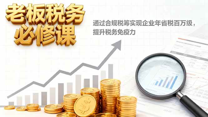 (16426期)老板税务必修课,通过合规税筹实现企业年省税百万级,提升税务免疫力-云网创