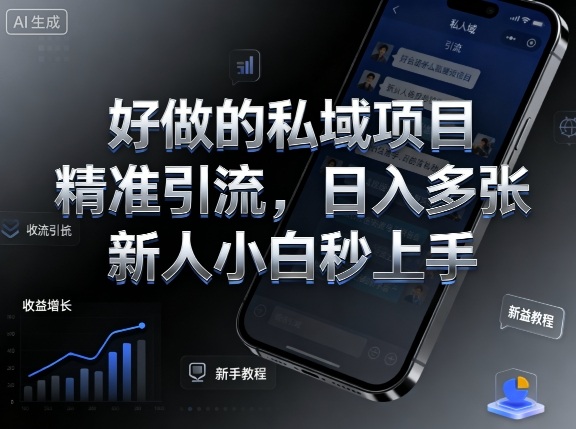 好做的私域项目,精准引流,日入多张,新人小白秒上手-云网创