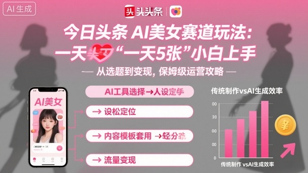 今日头条AI美女赛道玩法,一天轻松5张,小白轻松上手-云网创