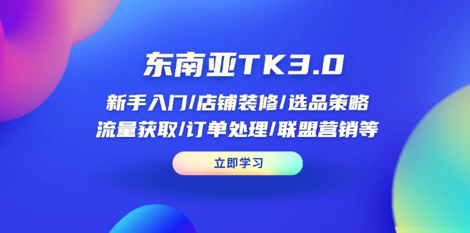 (14208期)东南亚TK3.0:新手入门/店铺装修/选品策略/流量获取/订单处理/联盟营销等-云网创