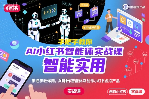 AI小红书智能体实战课，手把手教你用AI制作智能体及创作小红书虚拟产品，提效+内容商业化（更新）-云网创