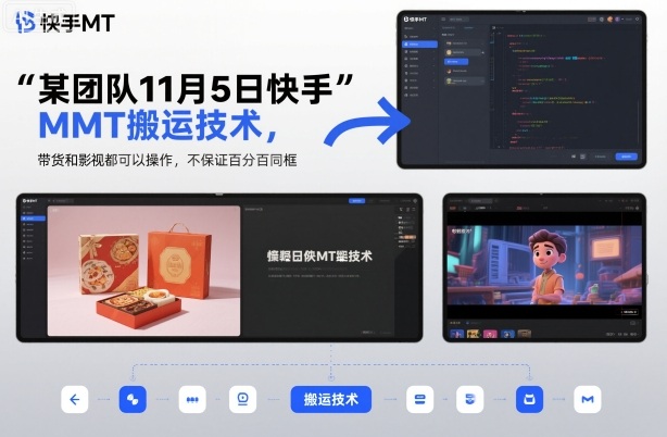 某团队11月5日快手MT搬运技术，带货和影视都可以操作，不保证百分百同框，自测-云网创