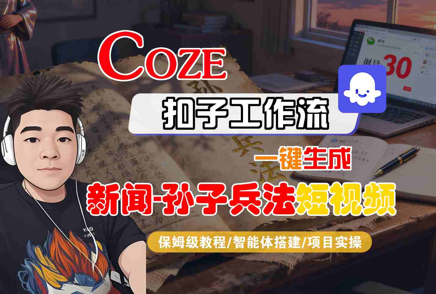 Coze扣子智能体工作流一键生成“新闻-孙子兵法“短视频,全流程保姆级教学-云网创