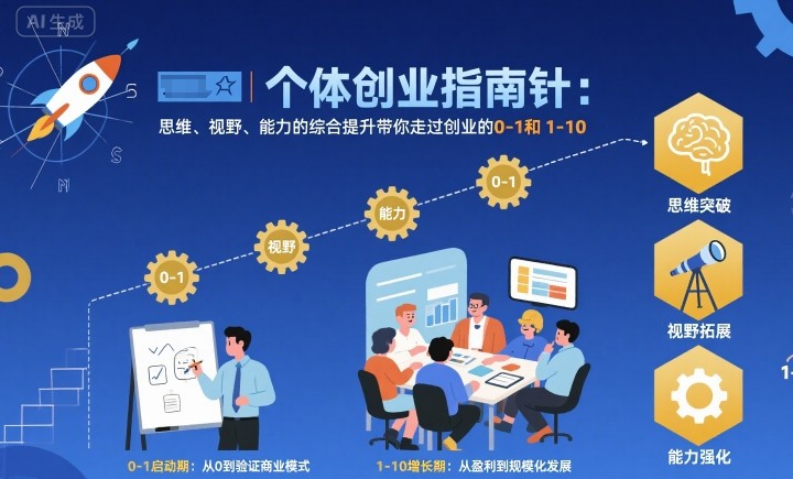 个体创业指南针,思维、视野、能力的综合提升带你走过创业的0-1和1-10【音频】-云网创