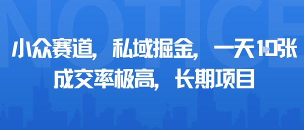 小众赛道,私域掘金,一天多张,成交率极高,长期项目-云网创