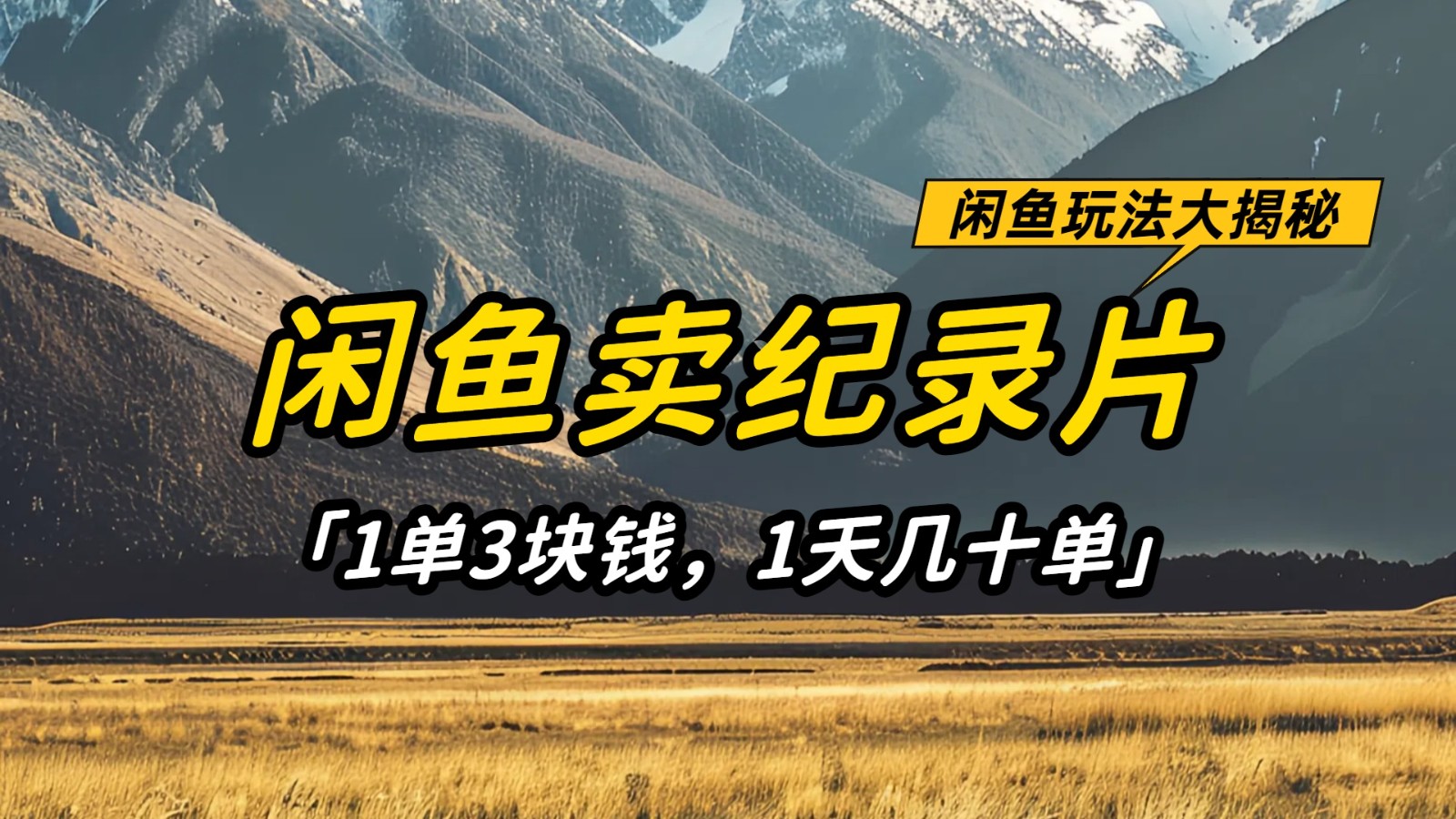 闲鱼卖纪录片,简单又赚钱的小项目,1单3块钱 1天几十单-云网创