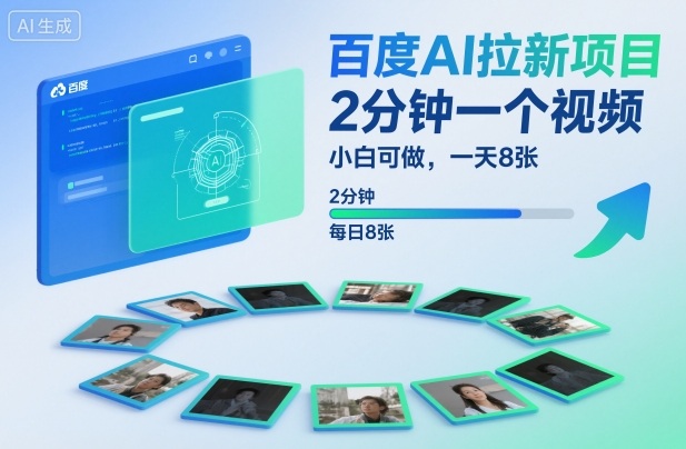 百度AI拉新项目，2分钟一个视频，小白可做，一天8张【附案例+保姆级教程】-云网创