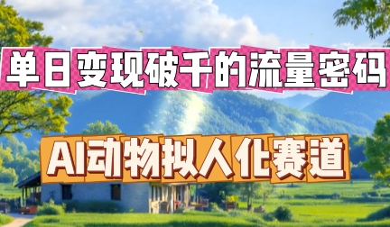 单日变现破k的流量密码，AI动物拟人化赛道-云网创