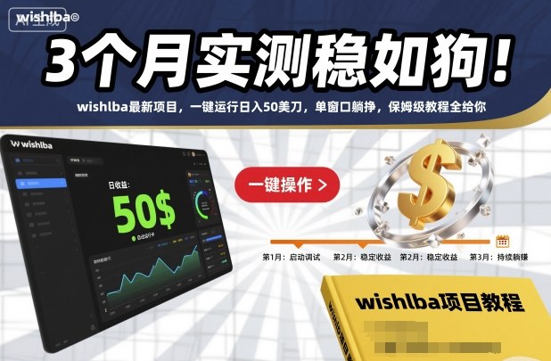 3个月实测稳如狗!wishlba最新项目,一键运行日入50美刀,单窗口躺挣,保姆级教程全给你【揭秘】-云网创