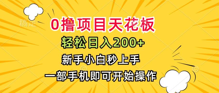 (15341期)0撸项目天花板,日入200+,新手小白秒上手,一部手机即可操作-云网创