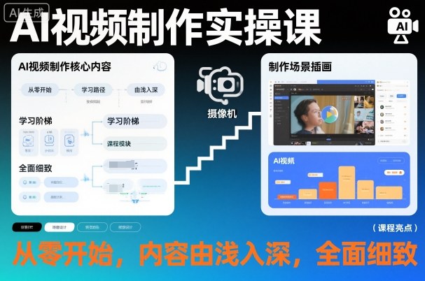 AI视频制作实操课,从零开始,内容由浅入深,全面细致-云网创