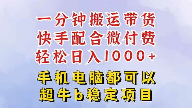 (16285期)快手黑科技一分钟搬运带货,一刀不剪过原创,微付费投流玩法,轻松日入…-云网创