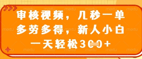 最新审核视频,几秒一单,多劳多得,新人小白一天轻松3张【揭秘】-云网创