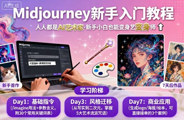 midjourney新手入门教程:人人都是AI艺术家,新手小白也能变身艺术大师-云网创