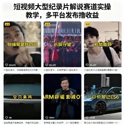 短视频大型纪录片解说赛道实操教学,多平台发布撸收益-云网创