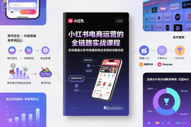 小红书电商运营的全链路实战课程，系统覆盖从账号搭建到商业变现的完整流程-云网创