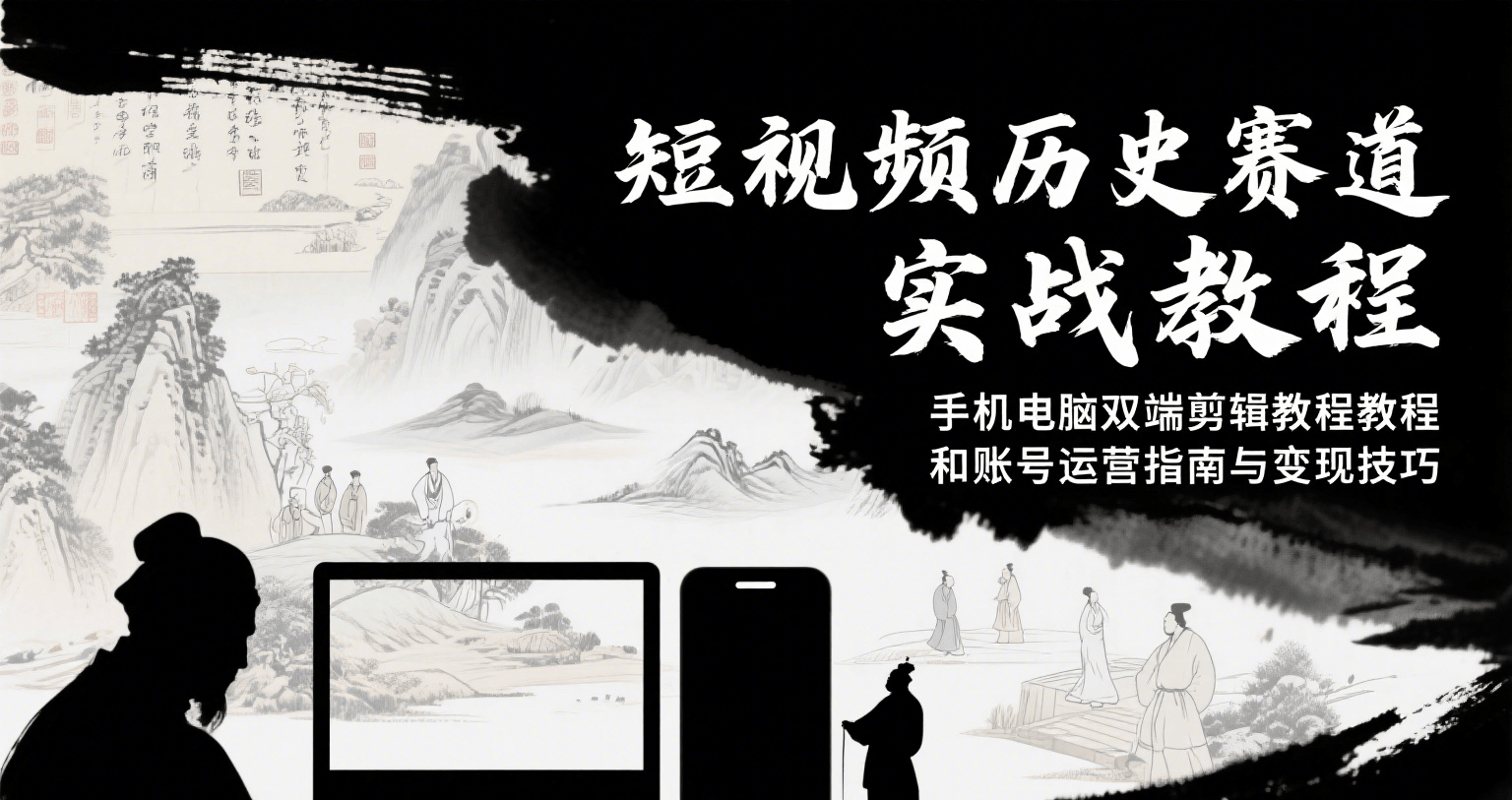 短视频历史赛道实战教程,手机电脑双端剪辑教程和账号运营指南与变现技巧-云网创