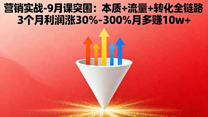 (16152期)营销实战-9月突围课:本质+流量+转化全链路 3个月利润涨30%-300%月多赚10w+-云网创