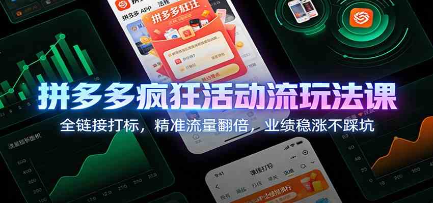 拼多多疯狂活动流玩法课:全链接打标,精准流量翻倍,业绩稳涨不踩坑-云网创