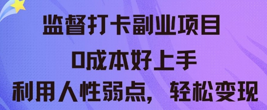 监督打卡副业新玩法,0成本好上手,利用人性的弱点轻松变现-云网创
