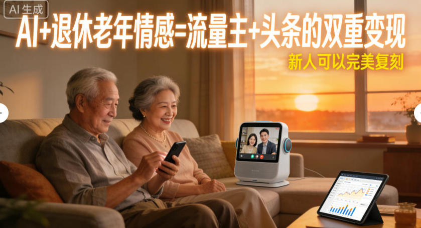 AI+退休老年情感=流量主+头条的双重变现，新人可以完美复刻-云网创