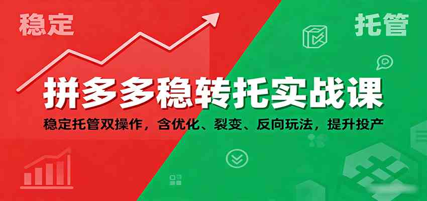拼多多稳转托实战课:稳定托管双操作,含优化、裂变、反向玩法,提升投产-云网创