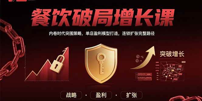 (15541期)餐饮破局增长课:内卷时代突围策略,单店盈利模型打造,连锁扩张完整路径-云网创