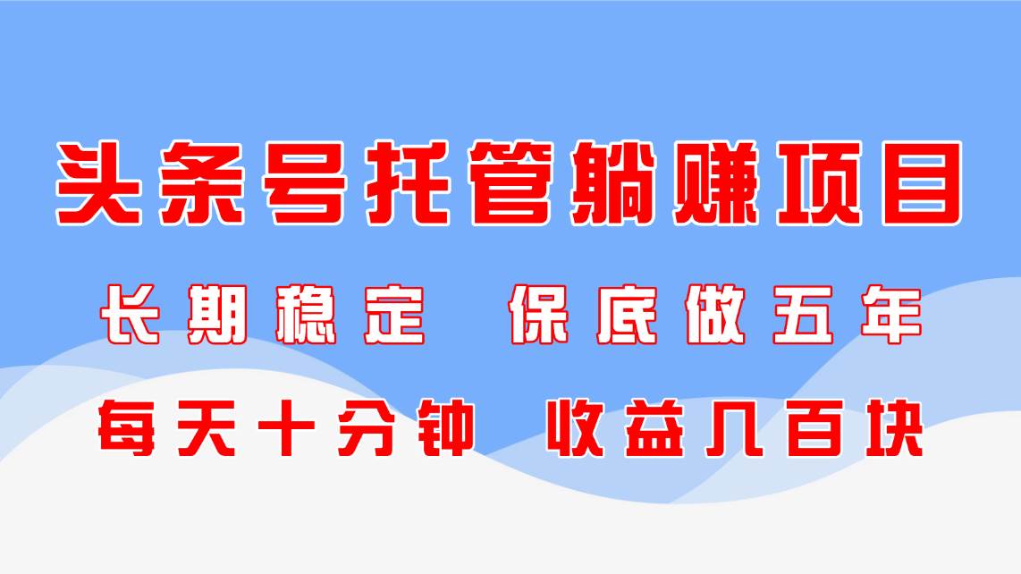 (14635期)头条号托管躺赚项目,长期稳定,可做五年,每天十分钟,收益几百块-云网创