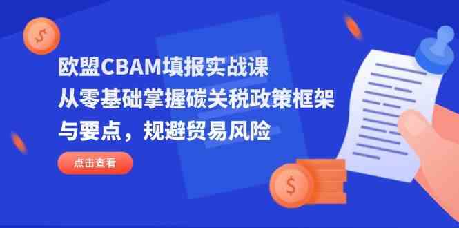 欧盟CBAM填报实战课，从零基础掌握碳关税政策框架与要点，规避贸易风险-云网创