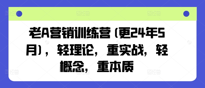 老A营销训练营(更25年10月),轻理论,重实战,轻概念,重本质-云网创