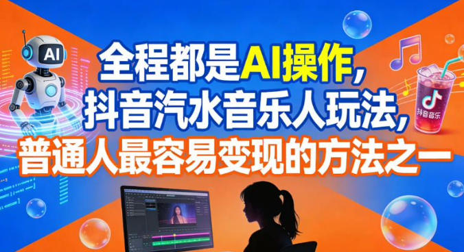 全程都是AI操作，抖音汽水音乐人玩法，普通人最容易变现的方法之一-云网创