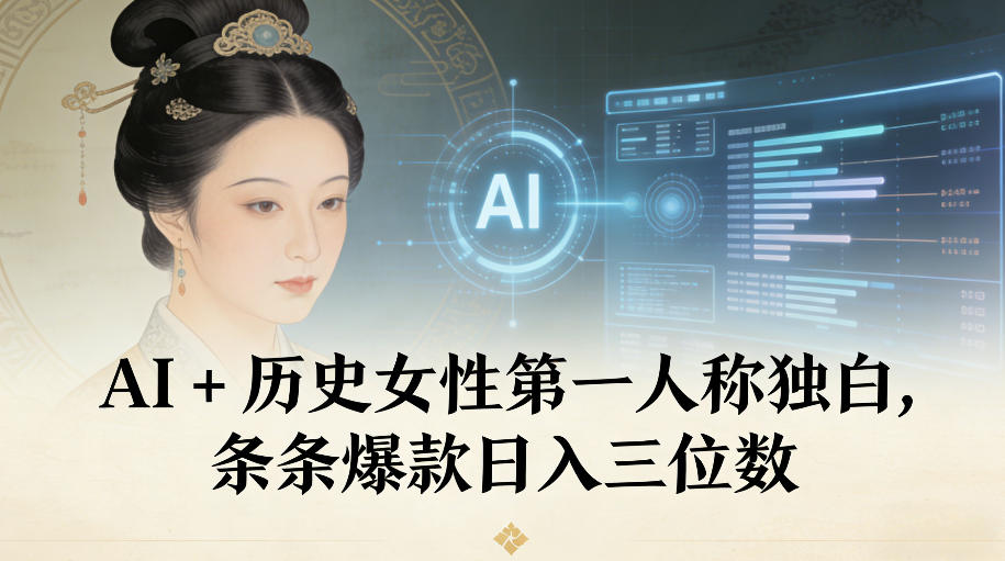 AI+历史女性第一人称独白，条条爆款日入三位数-云网创
