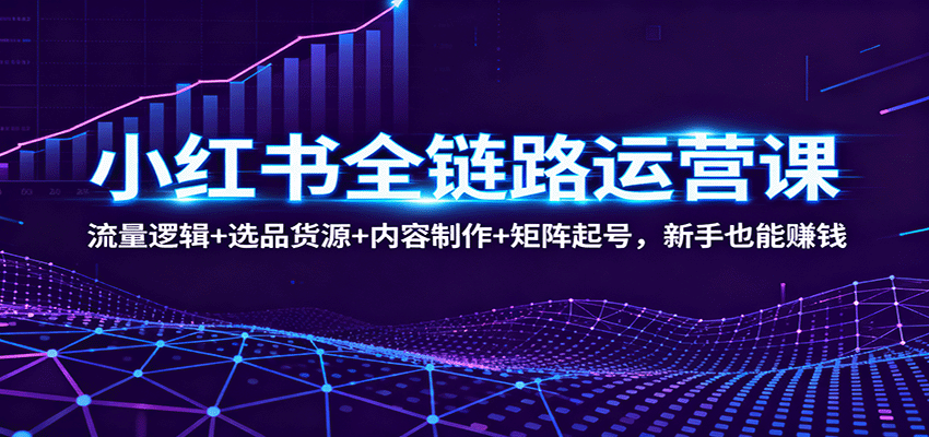 小红书全链路运营课:流量逻辑+选品货源+内容制作+矩阵起号,新手也能赚钱-云网创