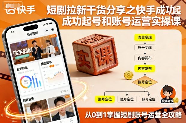 短剧拉新干货分享之快手成功起号和账号运营实操课-云网创