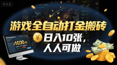 游戏全自动打金搬砖,日入10张,人人可做,纯干货,长期稳定收益项目【揭秘】-云网创
