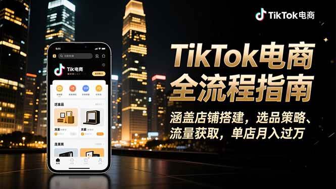 （16524期）TikTok电商全流程指南，涵盖店铺搭建、选品策略、流量获取，单店月入过万-云网创