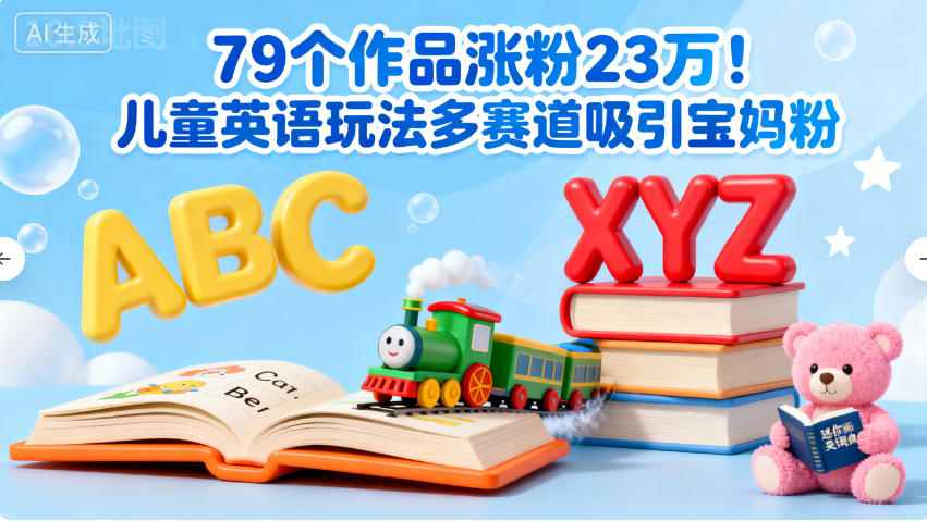 79个作品涨粉23w!儿童英语玩法多赛道吸引宝妈粉-云网创