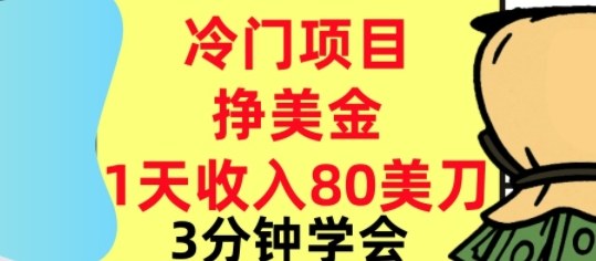 冷门项目挣美刀,0门槛,1天收入80刀,3分钟学会,这个方法要学会-云网创