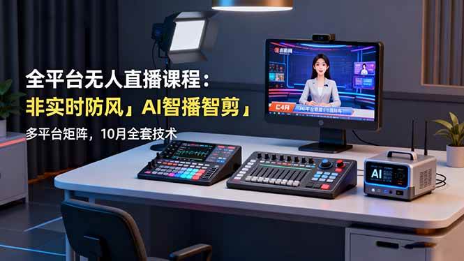 (16279期)全平台无人直播课程:非实时防风+AI智播智剪+多平台矩阵,10月全套技术-云网创