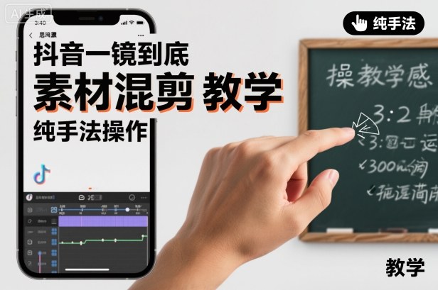抖音一镜到底素材混剪教学，纯手法操作-云网创