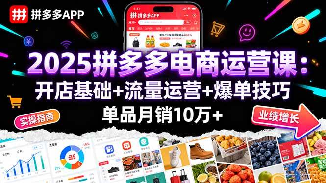(16018期)2025拼多多电商运营课:开店基础+流量运营+爆单技巧,单品月销10万+-云网创