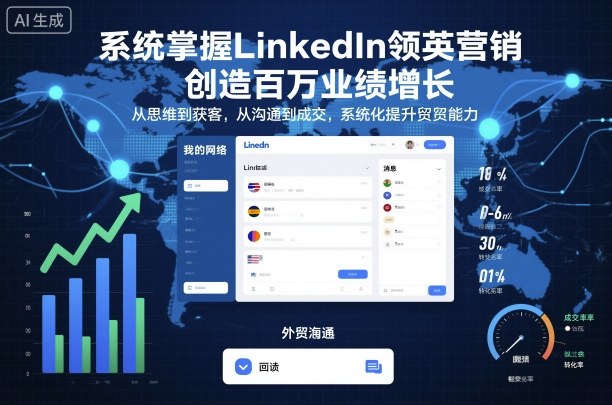 系统掌握LinkedIn领英营销,创造百万业绩增长,从思维到获客,从沟通到成交,系统化提升外贸能力-云网创